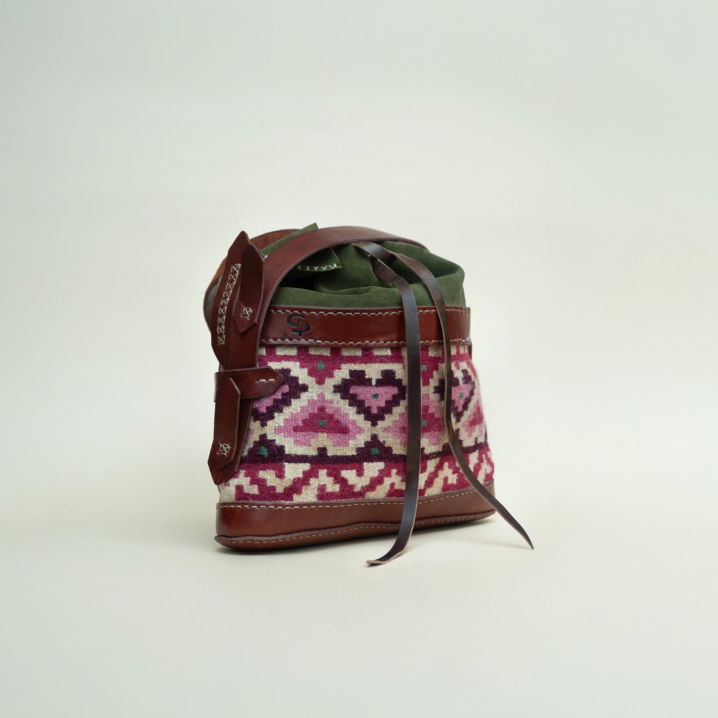 Navy Green Bucket Bag