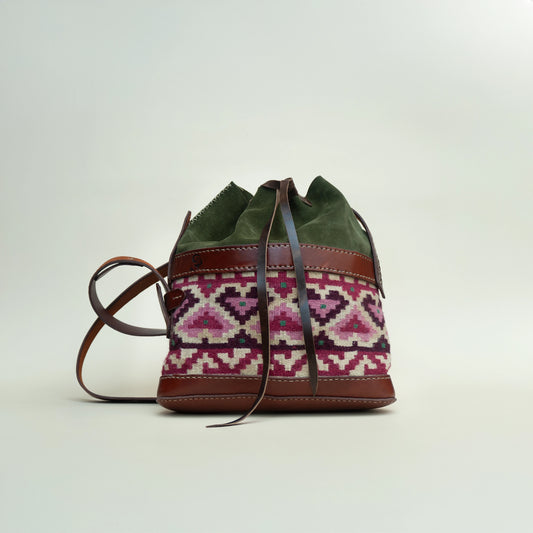 Navy Green Bucket Bag