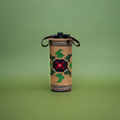 Beige & Green Wine Bottle Carrier
