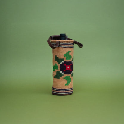 Beige & Green Wine Bottle Carrier