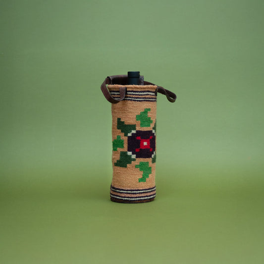 Beige & Green Wine Bottle Carrier